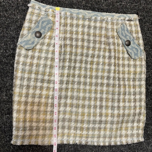 NWT NTS Sz 8 Tweed Houndstooth Lined Mini Skirt Pockets Blue Ivory Yellow - Picture 13 of 15